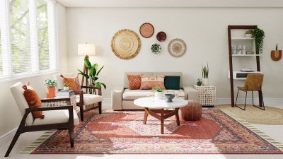 Twee vloerkleden op elkaar is de trend in je woonkamer